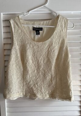 VTG Ivory Lace Lined Sleeveless Top Norton McLaughlin 14-16 angel layering 90's